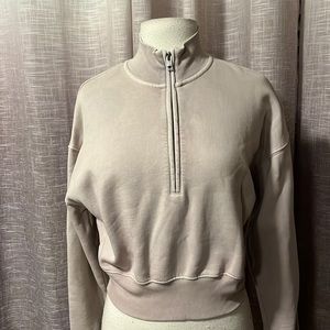 Aritzia Wilfred Free beige quarter zip sweatshirt